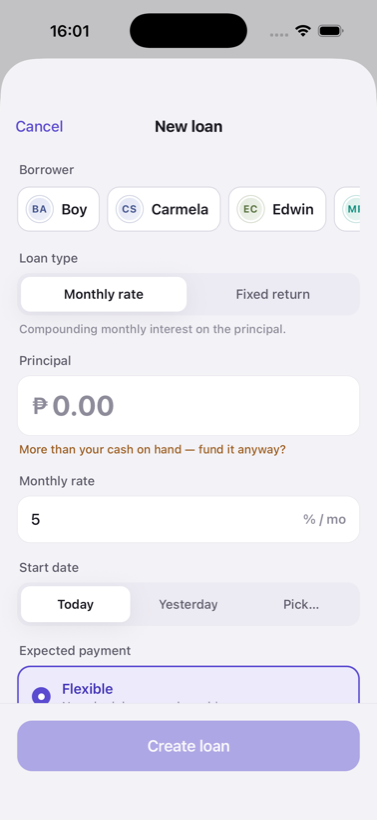 Pautang new-loan form